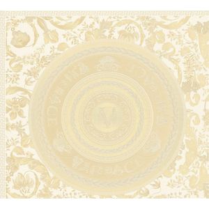 MEDUSA HOOFD"" SATIJN GLANZEND CIRKEL BEHANG | Design - beige crème wit - A.S. Création Versace 5
