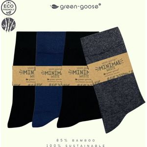 green-goose® Luxe Bamboe Sokken Heren | 4 Paar | Donker Mix | 40-43 | 85% Bamboe | Superzacht en Duurzaam
