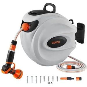 BellissiBo® Tuinslanghaspel - Tuinslangen - Automatisch Oprolsysteem - 25M - 180° Draaibaar - Vergrendelsysteem - 9 Patronen Sproeikop