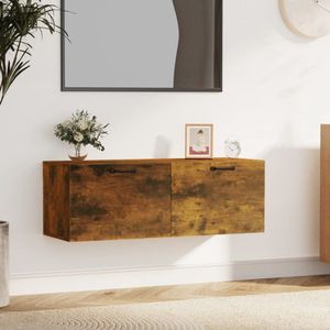 The Living Store Wandkast - Smoked Oak - 100 x 36.5 x 35 cm - Hoge kwaliteit - 2 lades