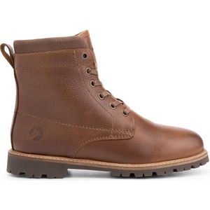 Travelin' Steinkjer Leren Dames Veterschoenen - Wol gevoerde boots - VIBRAM zool - Cognac Bruin Leer