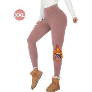 Bovista Gevoerde Panty - Legging - Hoge Taille - Winter Panty - Fleece panty - Thermo Panty - Warme Panty - Elastisch - Roze Maat XXL