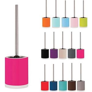Elegante toiletborstel set met keramiek houder en zachte touch in roze