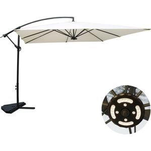 Concept-U - 3 x 3 m ecru gedeporteerd LED -parasol SOLENZARA