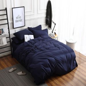 Beddengoed Set van Microvezel voor Tweepersoonsbed 135x200 cm - 4-Delig - Kreukvrij met Rits - Navy Blauw