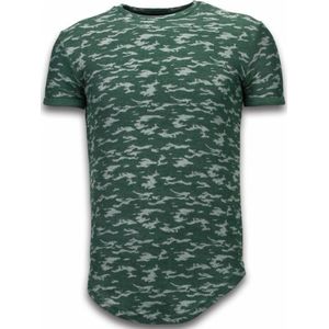 Fashionable Camouflage T-shirt - Long Fit Shirt Army Pattern - Groen