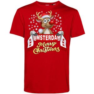T-shirt Amsterdam | Foute Kersttrui Dames Heren | Kerstcadeau | Ajax supporter | Rood | maat 4XL