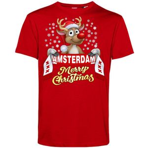 T-shirt Amsterdam | Foute Kersttrui Dames Heren | Kerstcadeau | Amsterdam supporter | Rood | maat 4XL