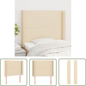 vidaXL Hoofdbord 93x16x128 cm - Crèmekleurig Stof Hoofd Bord - Hoofdkussen - Beddecoratie - Creme Kleur - Stoffen Headboard