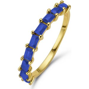 New Bling 9NB-0969-50 Zilveren Ring - Dames - Zirkonia - Baquette - Maat 50 - Blauw - Goudkleurig