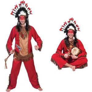 Rood indianen kostuum voor mannen  - Verkleedkleding - M/L