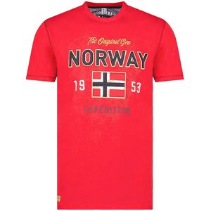 T-shirt Ronde Hals Rood Met Print Geographical Norway Juitre - L