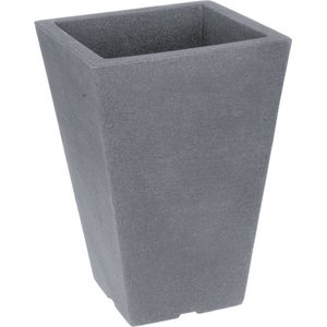 Bloempot/plantenpot - grijs - 35 x 35 x H55 cm - kunststof - voor buiten - bloembak/plantenbak - planters
