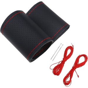 Auto DIY Handgemaakte Zelf Breien Zacht Leer Ponsen Stuurwiel Cover Kit 37-38Cm Met Naalden en Draden