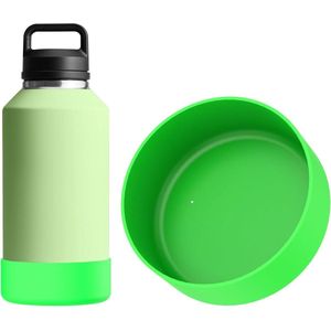 Allecto Plus - Waterfles Hoes Compatibel met Wijde Mond Flessen 61oz en Growlers 64oz - Groene Siliconen Hoes - Flesbeschermer met Stootrand