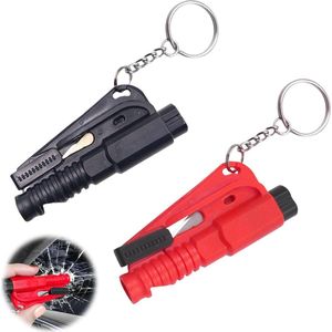 2 Piece Car Breaker Tool - Glass Breaker and Seat Belt Cutter - Emergency Keychain - Multicolor - Survival Whistle