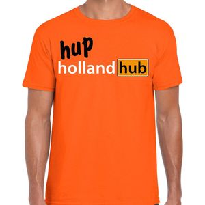 Bellatio Decorations Verkleed T-shirt voor heren - hup holland - oranje - EK/WK voetbal supporter S