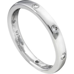 Diamonfire - Zilveren ring met steen Maat 16.0 - Gladde band met 6x zirkonia