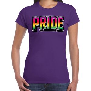 Bellatio Decorations Gay Pride T-shirt voor dames - paars - pride - regenboog - LHBTI L