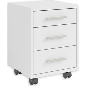 Rolcontainer bureau in wit met laden - mobiele kantoorkast - modern kantoormeubel - complete set - 40 x 56 x 40 cm (B-H-D) Ladeblok