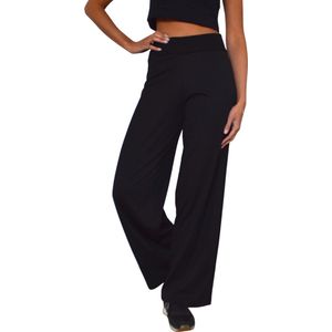 Zwart losvallende damesbroek met wijde pijpen - hoge taille – zomerbroek  XL