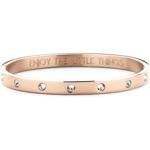 CO88 Collection Sparkle 8CB 90194 Stalen Bangle met Kristal en Tekst - Enjoy The Little Things - One-size (58x49x6 mm) - One-size - Rosékleurig