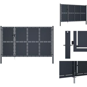 vidaXL Tuinpoort - Tuinpoorten - Tuinhek - Tuinhekken - Poort 350x150 cm staal antraciet
