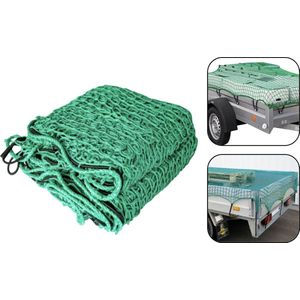 PD® Aanhangernet - 2,5 x 1,4 meter - Aanhangwagennetten - Aanhangwagennet - inclusief tas - Groen - Afdeknet met Elastisch Koord