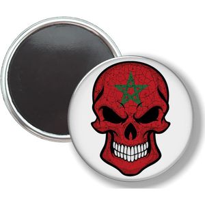 Button Met Magneet - Schedel Vlag Marokko - NIET VOOR KLEDING