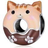 Zilveren bedel Kat donut