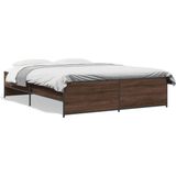vidaXL - Bedframe - bewerkt - hout - metaal - bruin - eikenkleur - 160x200 - cm