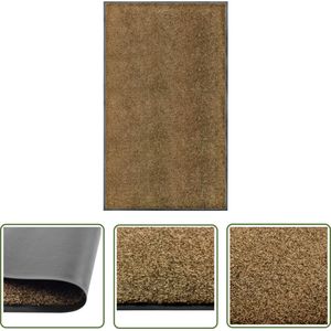 The Living Store Deurmat Binnen/Buitenmat - 150 x 90 cm - Anti-slip PVC - Bruin - Machinewasbaar
