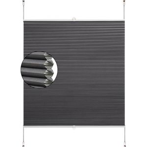 Happyment Honinggraat deluxe gordijn - Grijs 60x120cm - Rolgordijn - Lichtdoorlatend - Isolerend - Zonder boren - Polyester
