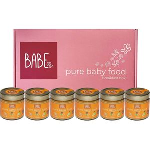 Babe breakfast box met 1 smaak - havermout - mango - peer - biologische culinaire babyhapjes vanaf 8 - 36 maanden - Spotted Summer - 6x200 gram babyvoeding - Winnaar Baby Innovation Award 2022 – Beste babyvoeding 2022