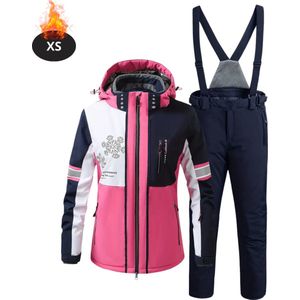 Livano Skipak - SkiBroek - Skijas - Ski Suit - Wintersport - Dames - 2-Delig - Donker Roze - Maat XL