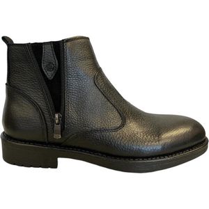 Herenschoenen- Chelsea Boots- Halfhoge leren Schoenen- Enkellaarzen 1002- Leather- Zwart- Maat 43
