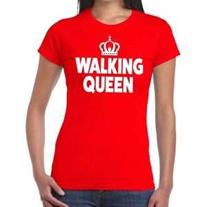 Walking Queen t-shirt rood dames - feest shirts dames - wandel/avondvierdaagse kleding L