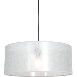 Hanglamp Sparkled light | 1-lichts | mat zwart / zilveren kap | Ø 50 cm | max hoogte 145 cm | E27 fitting | modern rond design | woonkamer / eetkamer + Gratis PDF boek besparen met LED t.w.v. 19,95