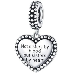 Sisters hart dangle bedel | vriendschap hart bead | Zilverana | geschikt voor alle bekende merken | 925 zilver | moederdag