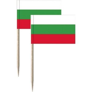 150x Cocktailprikkers Bulgarije 8 cm vlaggetje landen decoratie - Houten spiesjes met papieren vlaggetje - Wegwerp prikkertjes