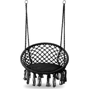Hangstoel - 35x80x63 cm - met kussen - zwart