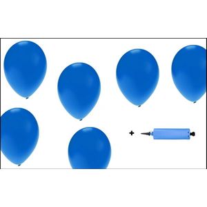 200x Ballonnen blauw + ballonpomp - Ballon carnaval festival feest party verjaardag landen helium lucht thema