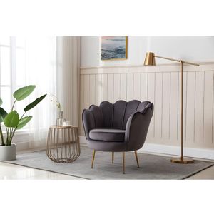 PASCAL MORABITO Fauteuil van fluweel DANDELION - Antraciet - van Pascal Morabito L 78 cm x H 76.5 cm x D 75 cm