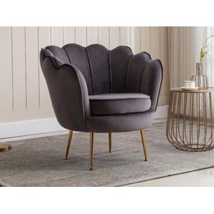 PASCAL MORABITO Fauteuil van fluweel DANDELION - Antraciet - van Pascal Morabito L 78 cm x H 76.5 cm x D 75 cm
