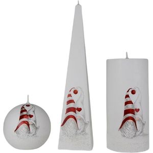 Kaarsen - Set - Handgeschilderd - kerstman - kerst - kabouter