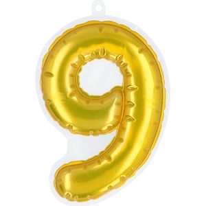 Boland - Folieballon sticker '9' goud Goud - Black & Gold - Black & Gold - Verjaardag - Jubileum - Raamsticker - NYE