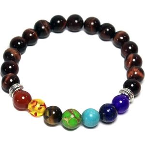 Rhylane – Chakra Armband Rood Tijgeroog – Bracelets & Beads – Unisex – 20 cm – Kralen 8 mm