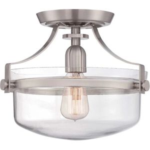 Quoizel LED Plafondlamp Penn Station | 1X E27 Max 60W | Dimbaar | Brushed Nickel