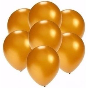 100x stuks Kleine mini metallic gouden ballonnen/ballonetjes van 13 cm - Feestartikelen/versiering