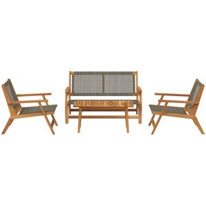 vidaXL - Tuinstoelen - met - Tafel - 4 - stuks - Grijs - Massief - Acaciahout